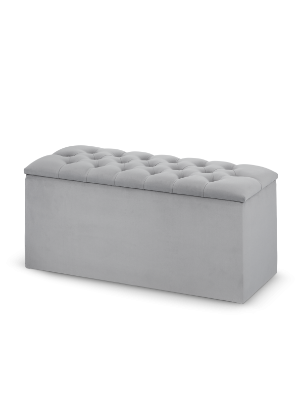 pouf trapuntato con portaoggetti, ampio baule con seduta
