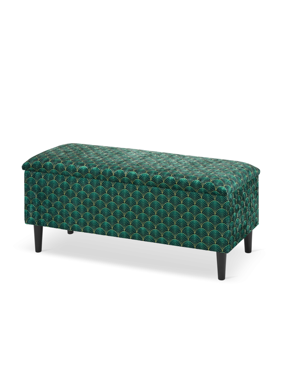 pouf verde con vano portaoggetti