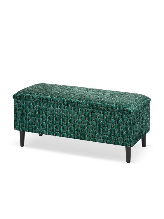 pouf verde con vano portaoggetti
