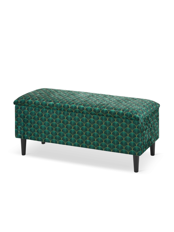 pouf verde con vano portaoggetti