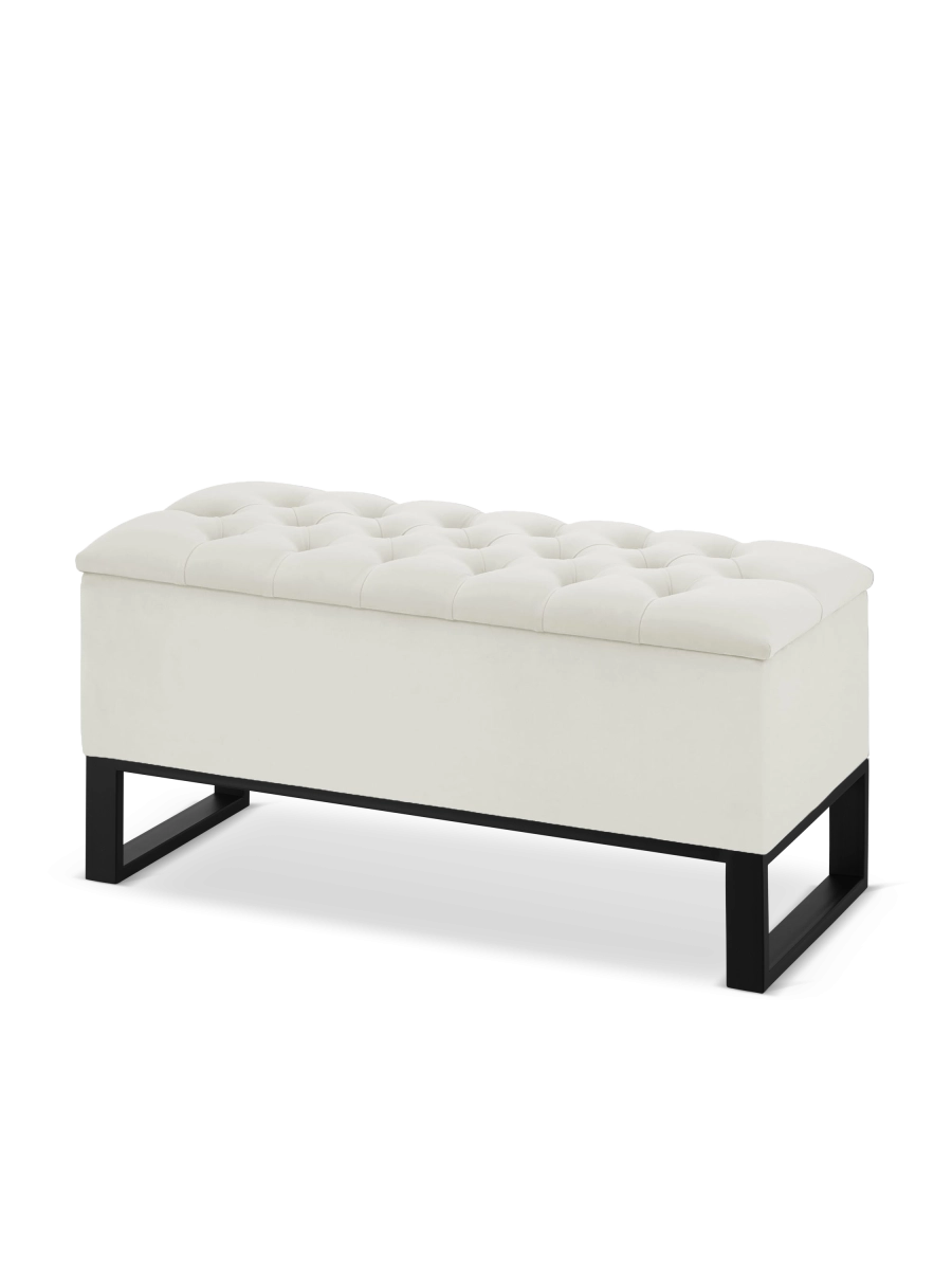 Pouf industriale con contenitore, trapuntato con base in acciaio