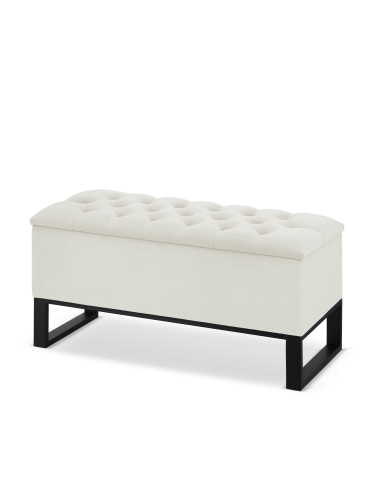 Pouf industriale con contenitore, trapuntato con base in acciaio