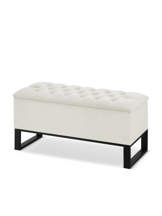 Pouf industriale con contenitore, trapuntato con base in acciaio