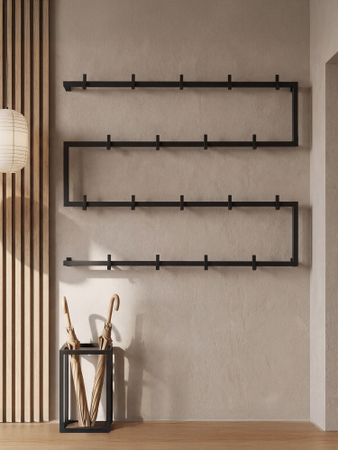 Schwarze Metall-Wandhalterung für den Flur, langlebig und praktisch