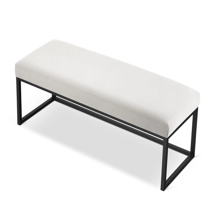 Panca da ingresso color crema con struttura in metallo