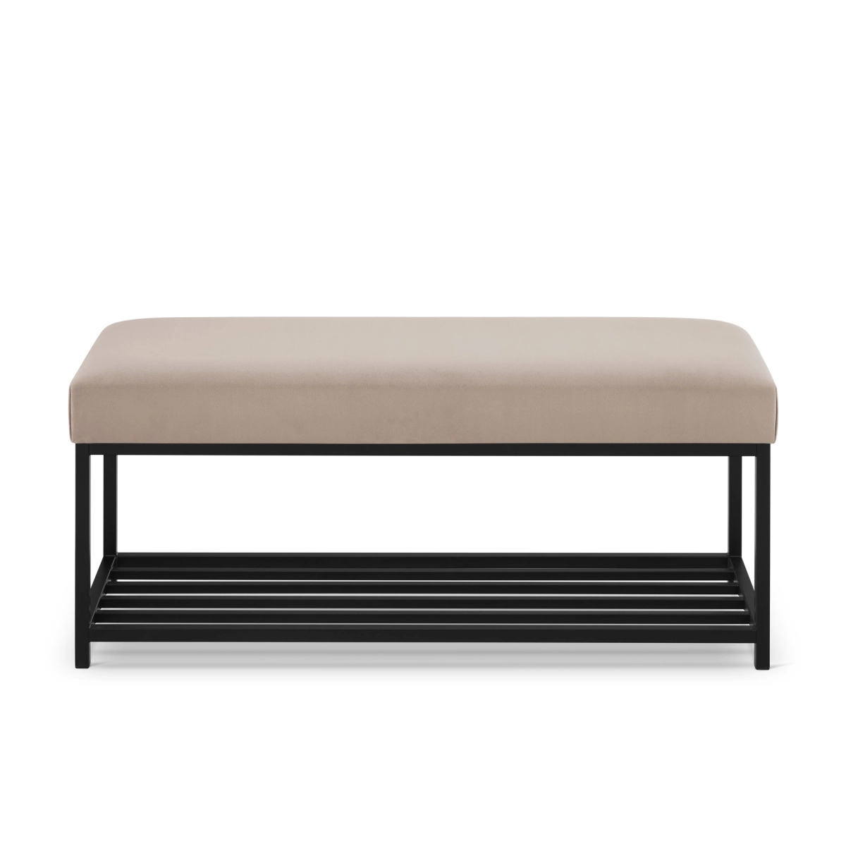 Panca beige con struttura in metallo nero