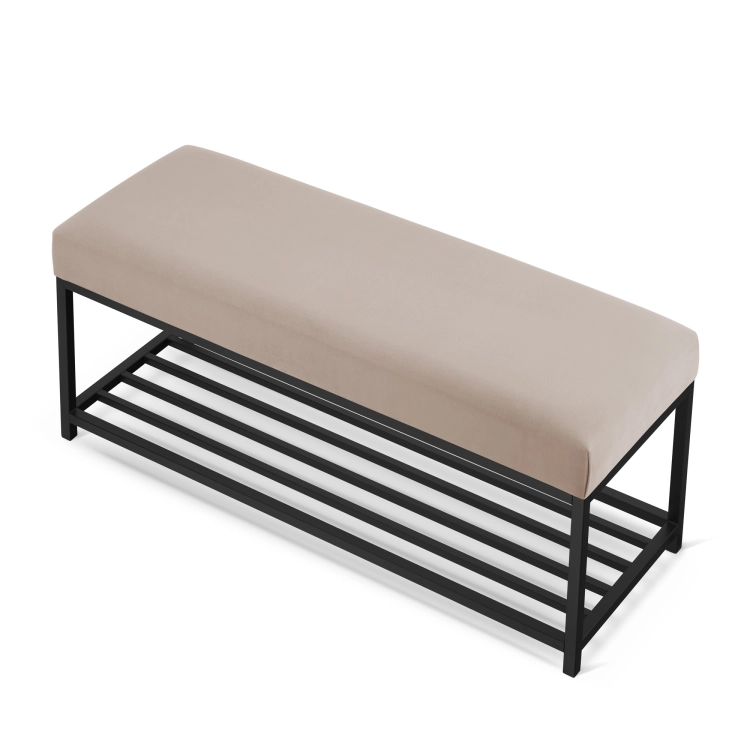 Panca beige con struttura in metallo nero
