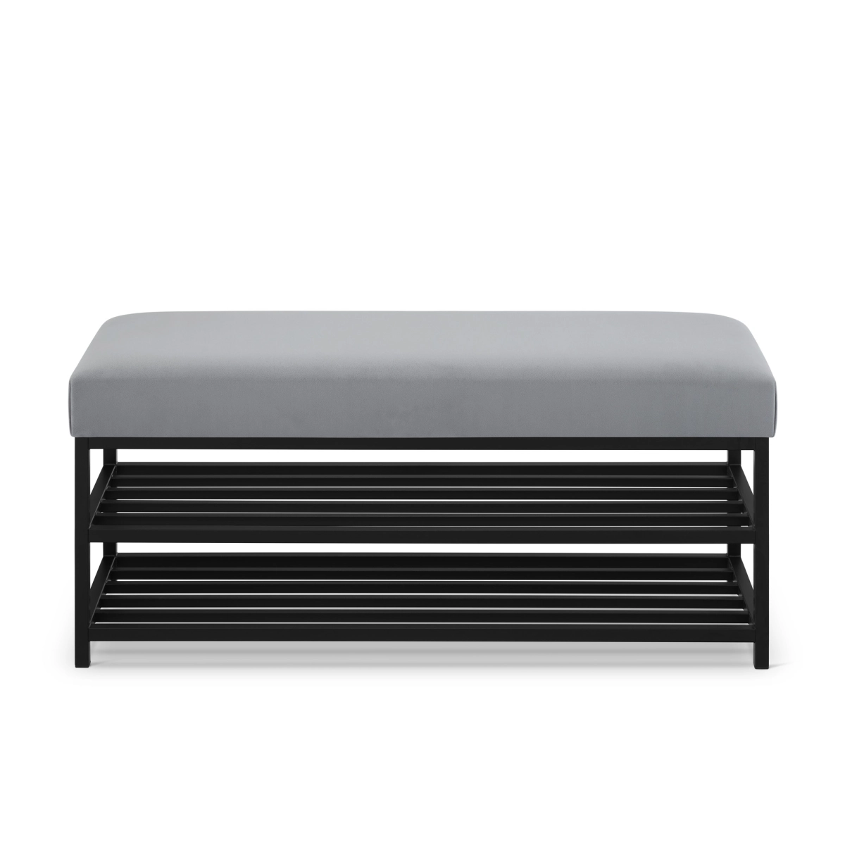 Banco industriale grigio con gambe in metallo nero