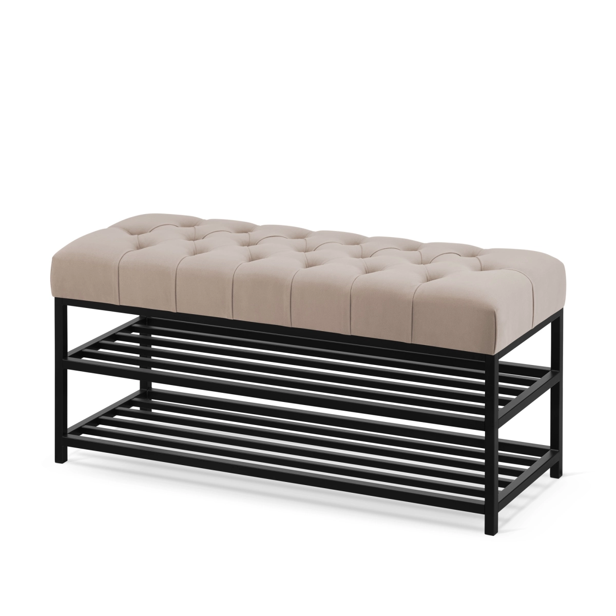 Panca da ingresso in stile industriale con rivestimento beige