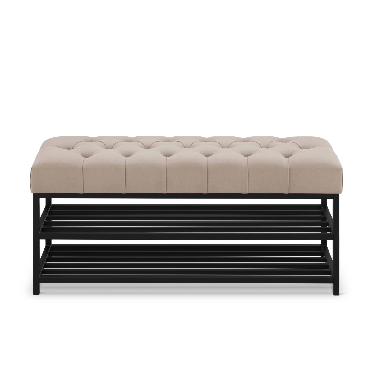 Panca da ingresso in stile industriale con rivestimento beige