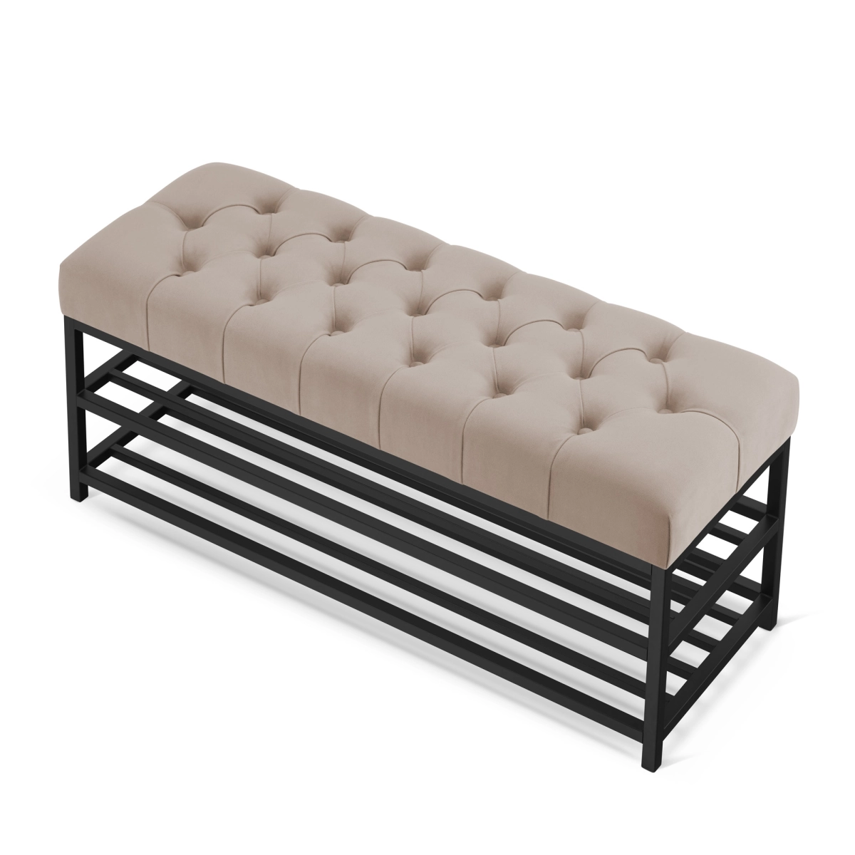 Panca da ingresso in stile industriale con rivestimento beige