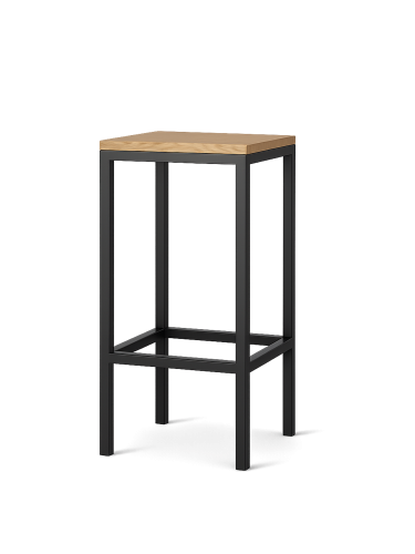 hocker in metallo con sedile in legno