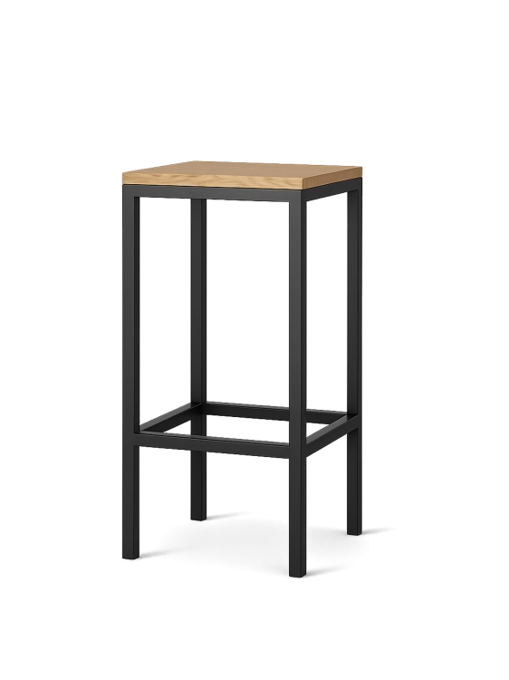 hocker in metallo con sedile in legno