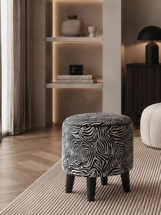 pouf zebrato rotondo