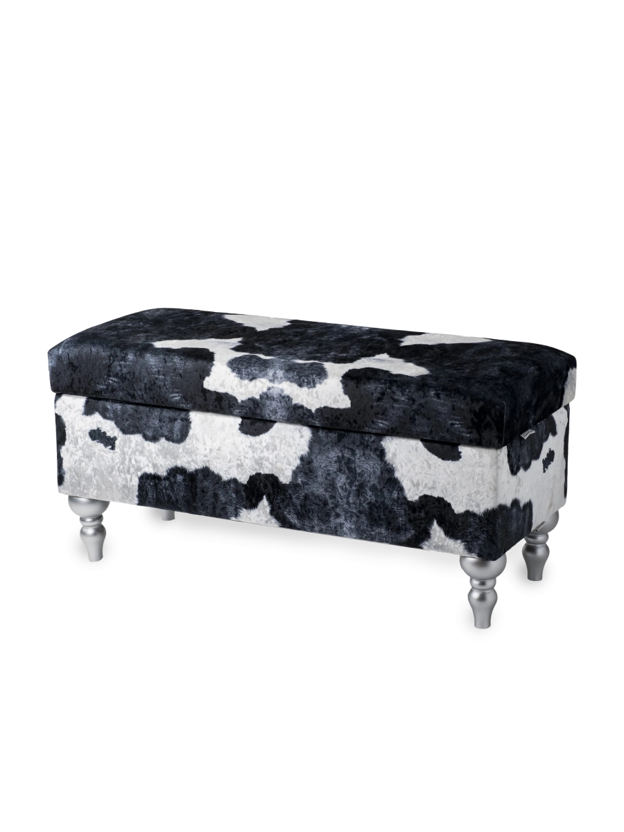 Pouf imbottito con contenitore con motivo a mucca