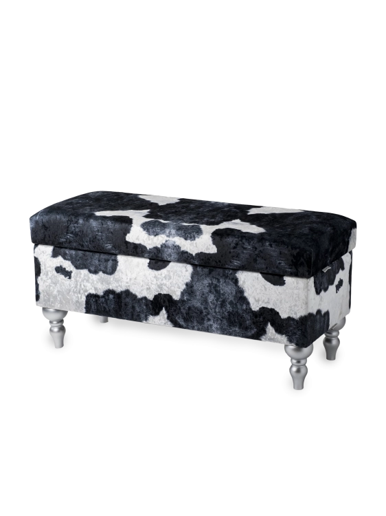 Pouf imbottito con contenitore con motivo a mucca