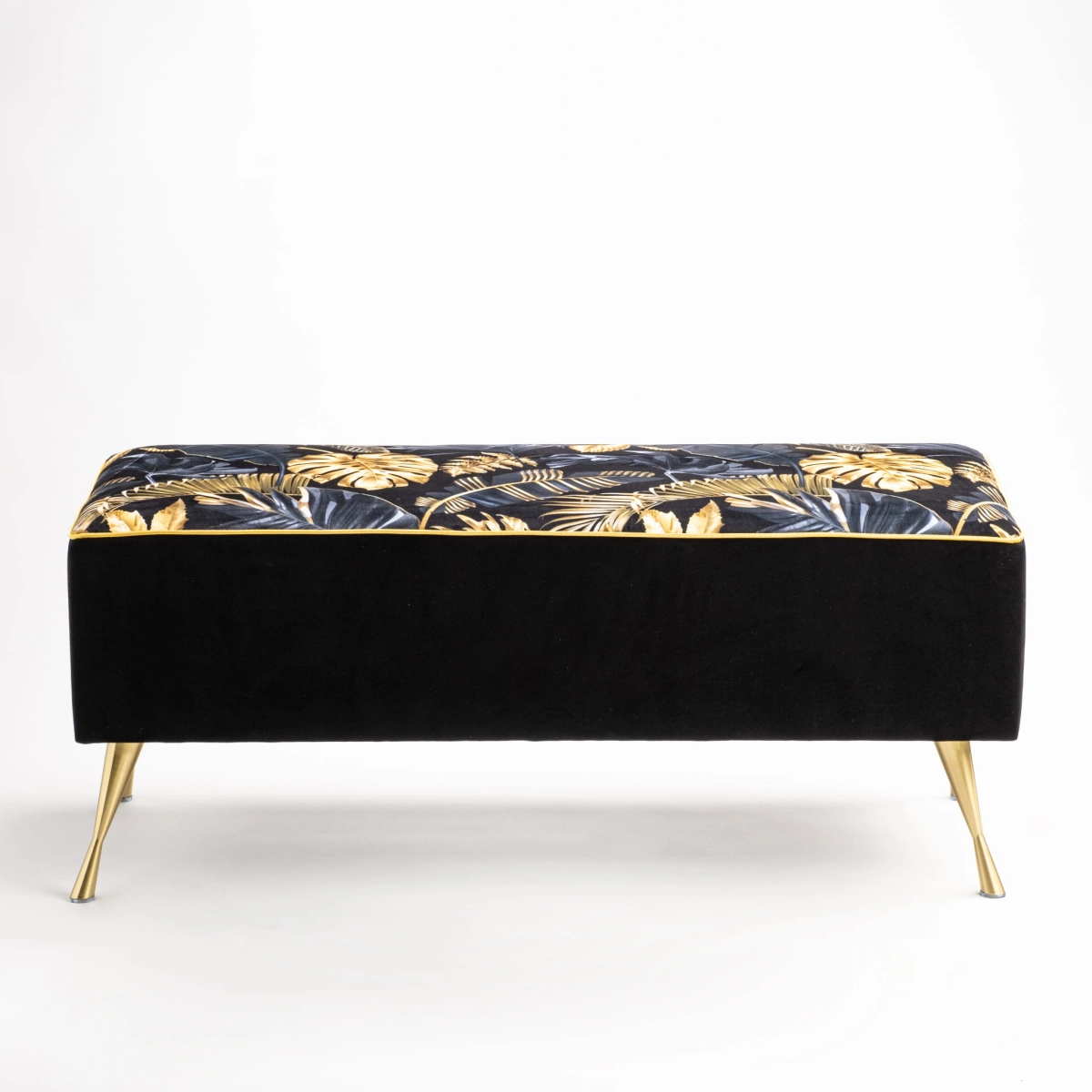 Panca imbottita in stile glamour con finiture dorate