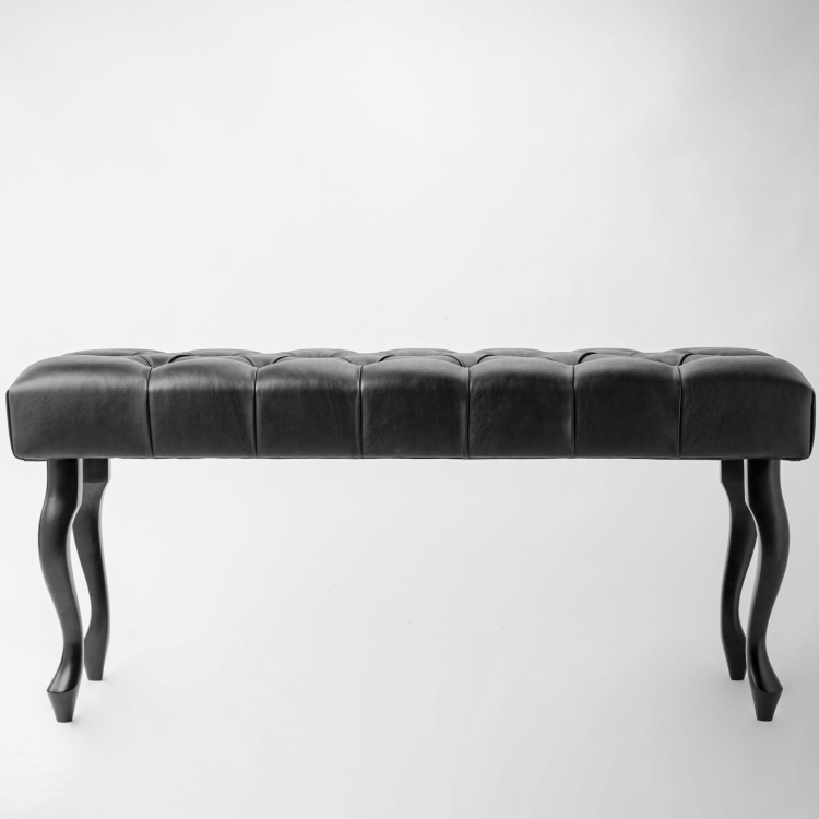 Panca in pelle trapuntata nera