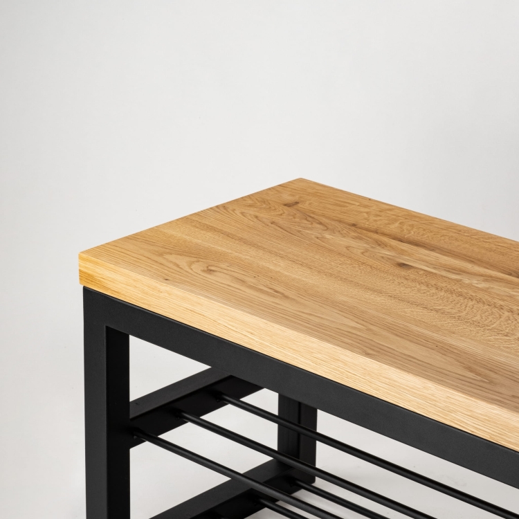 Panca industriale con piano in legno per interni loft