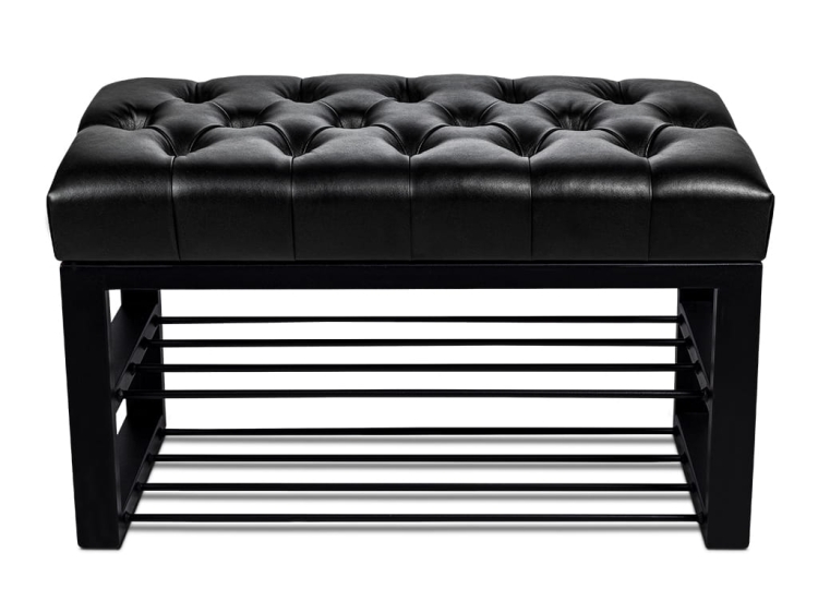 Panca portascarpe in pelle per il corridoio