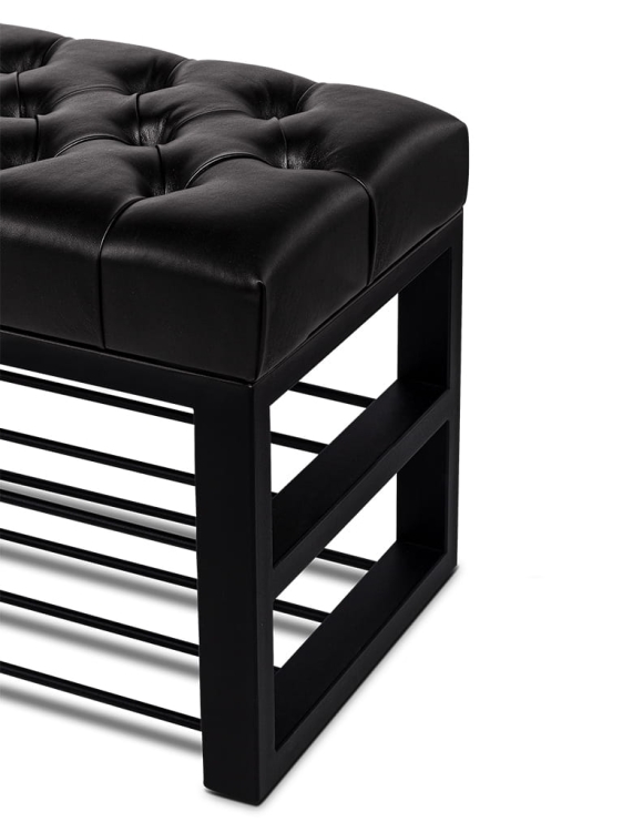 Panca portascarpe in pelle per il corridoio