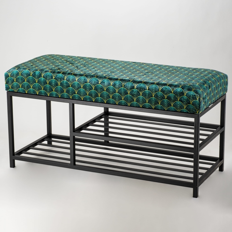 Panca imbottita in stile loft su base in metallo