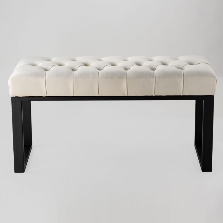 Panca in metallo trapuntata in bianco