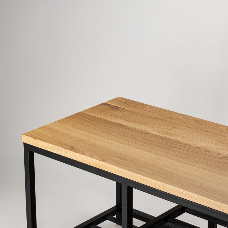 Panca industriale con piano in legno per interni in loft