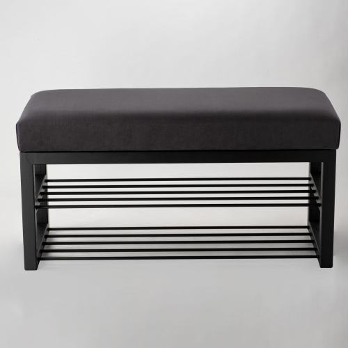 Panca industriale con ripiani per scarpe, ideale per interni in loft