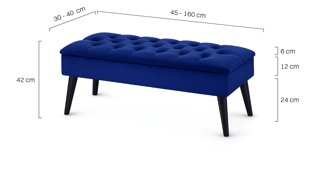 Pikowana pufa w granatowym odcieniu ze schowkiem, stylowy i pojemny dodatek