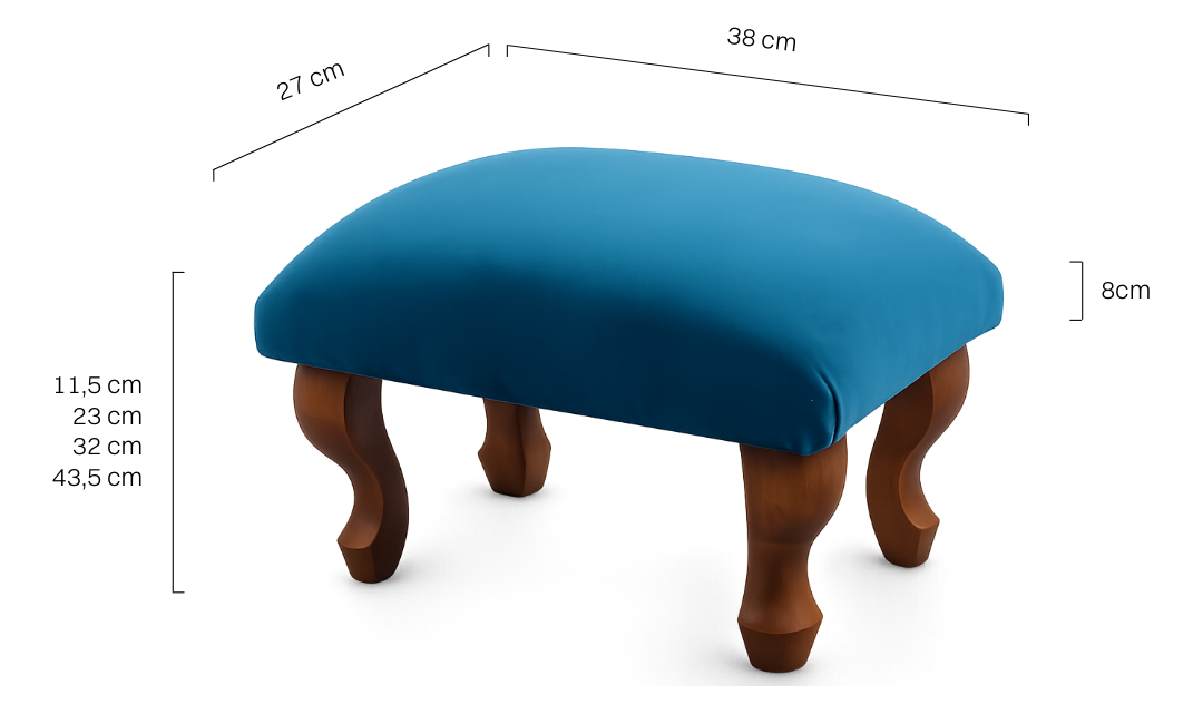 Tapicerowany podnóżek w kolorze niebieskim, wygodny i stylowy dodatek