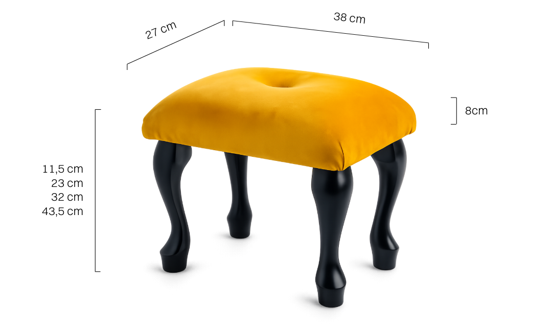 Sgabello da toilette trapuntato in papaya, elegante e confortevole
