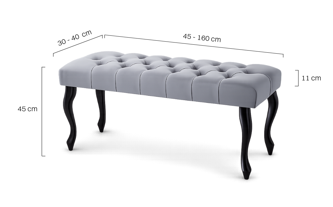Pikowana ławka w kolorze szarym
