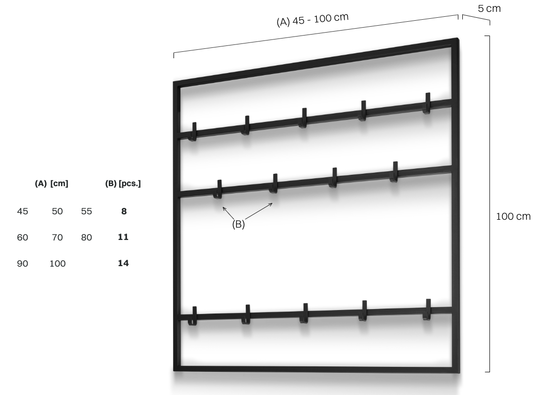Schwarzer Metallbügel für den Flur, robust und ästhetisch ansprechend