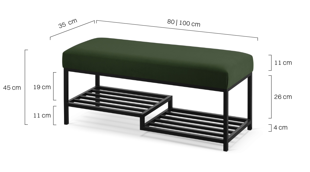 zielona ławka industrialna do przedpokoju