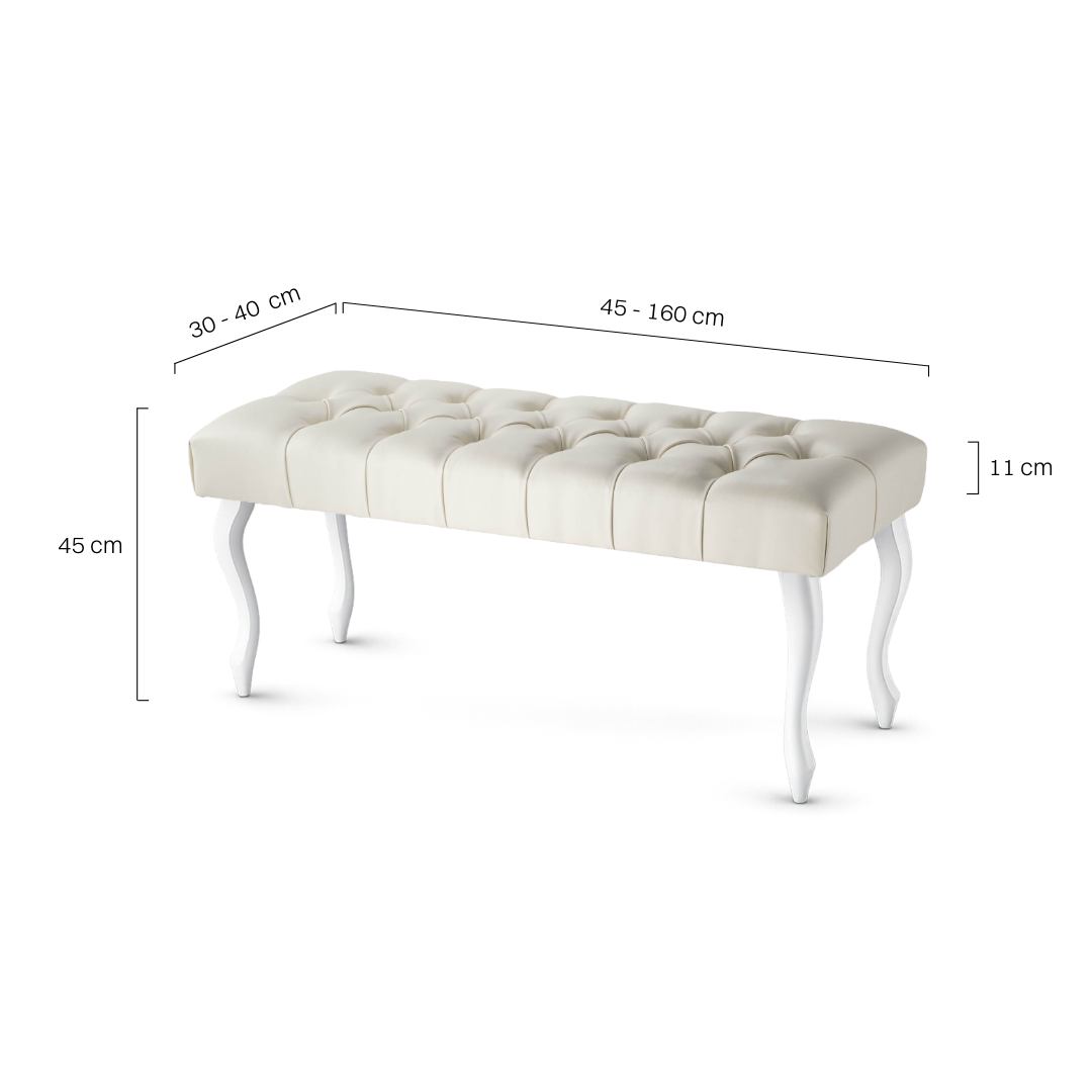 Panca da corridoio in pelle, trapuntata color crema, comfort e stile in un unico prodotto