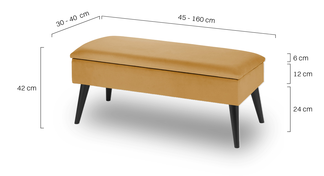 pouf da corridoio imbottito giallo con vano portaoggetti