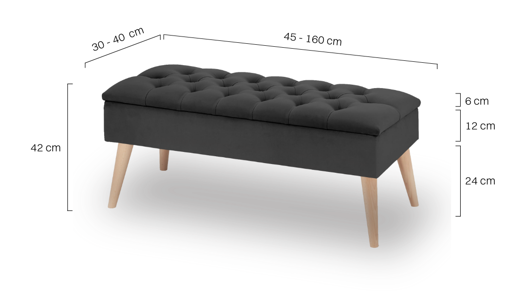 Pouf rétro trapuntato color grafite con vano contenitore: un complemento d'arredo elegante e pratico per il soggiorno.