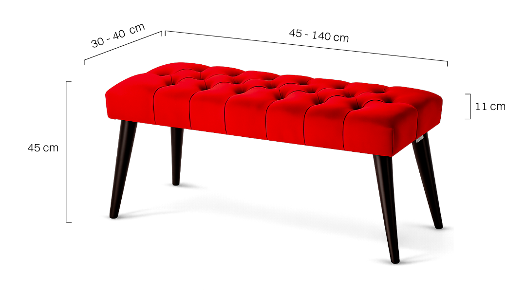 Elegante panca trapuntata rossa, perfetta per soggiorno, camera da letto o corridoio